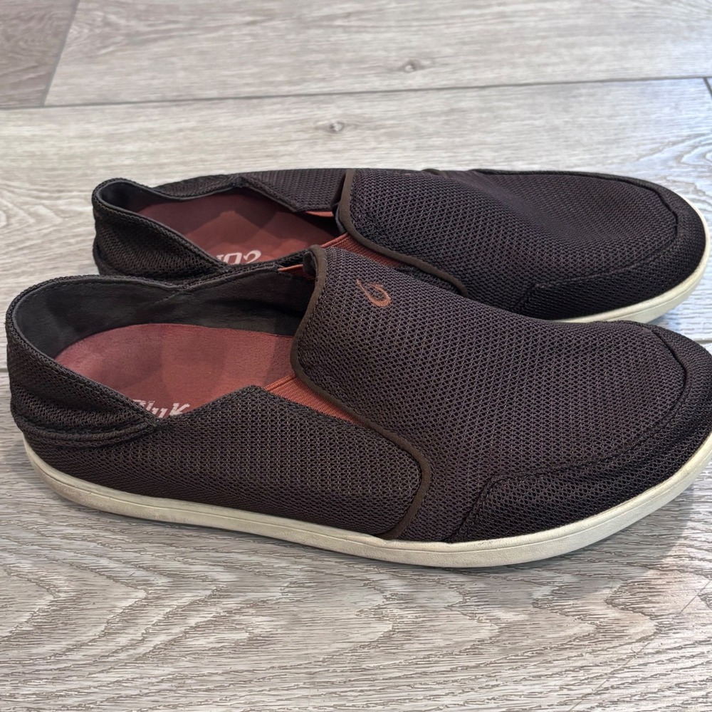 OluKai Nohea Mesh Slip On Shoes Mens 9 Brown Loafers Casual Breathable Sneakers